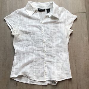 New York & Company White Button Down Tee